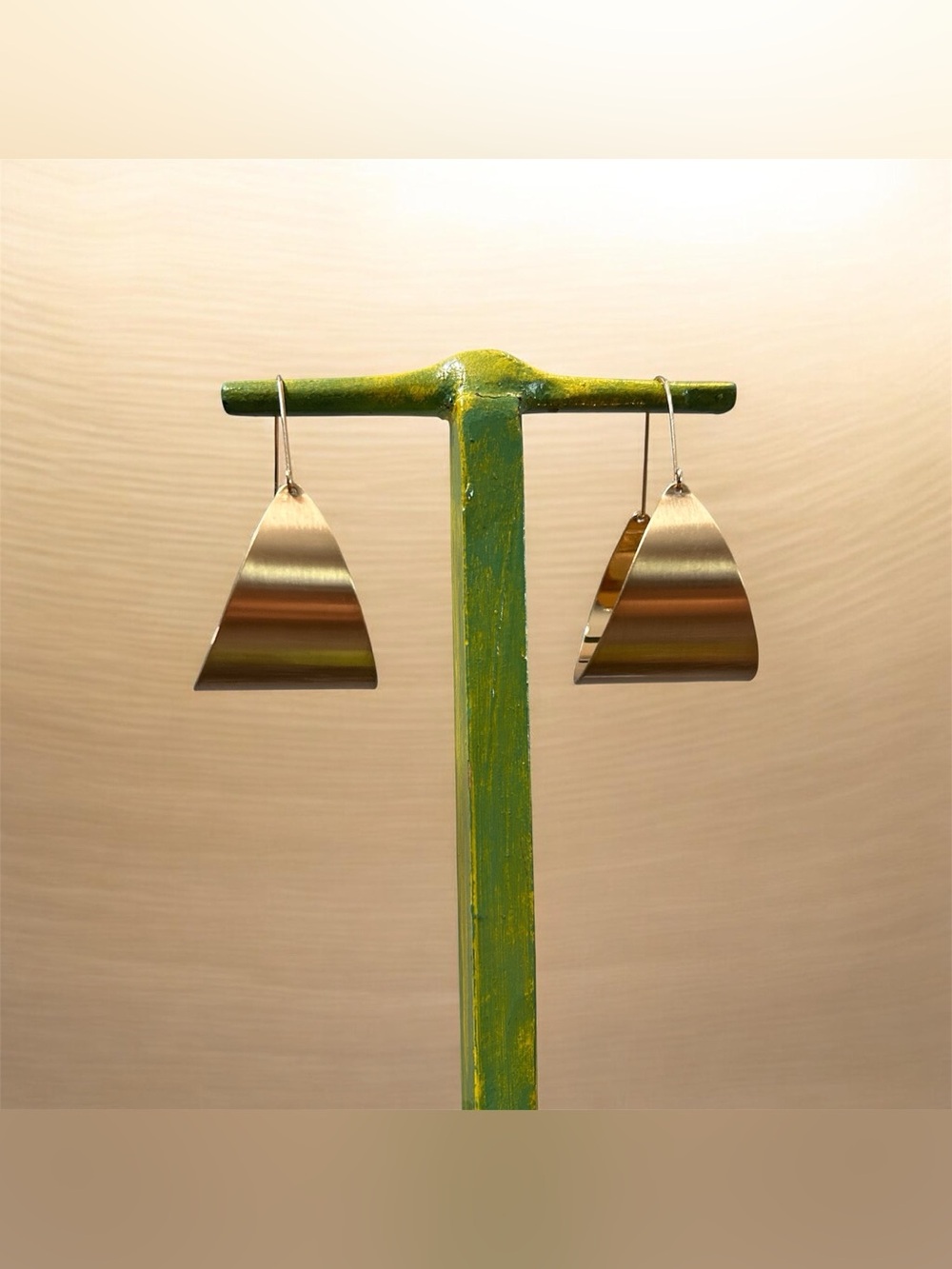 Wide C Drop Hoop Earrings Brass Gold Tone Chunky NWOT